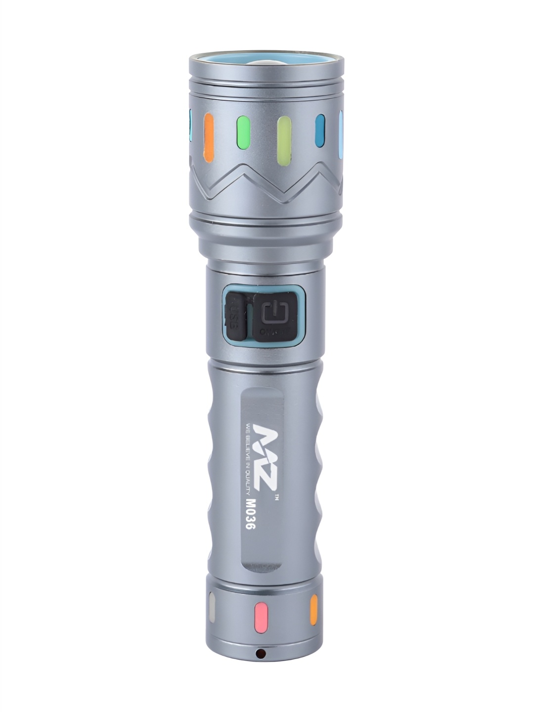 

MZ M036 Silver Toned 80W Metal Rechargeable Led Flashlight