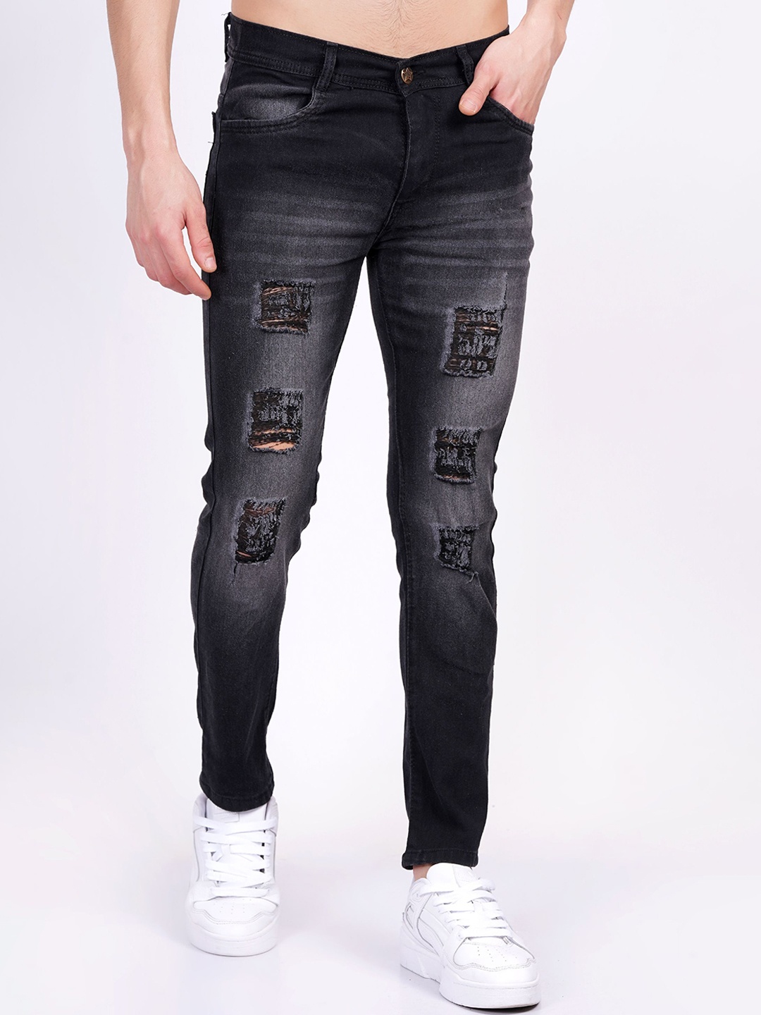 

LINARIA Men Cotton Classic Straight Fit Jeans, Black