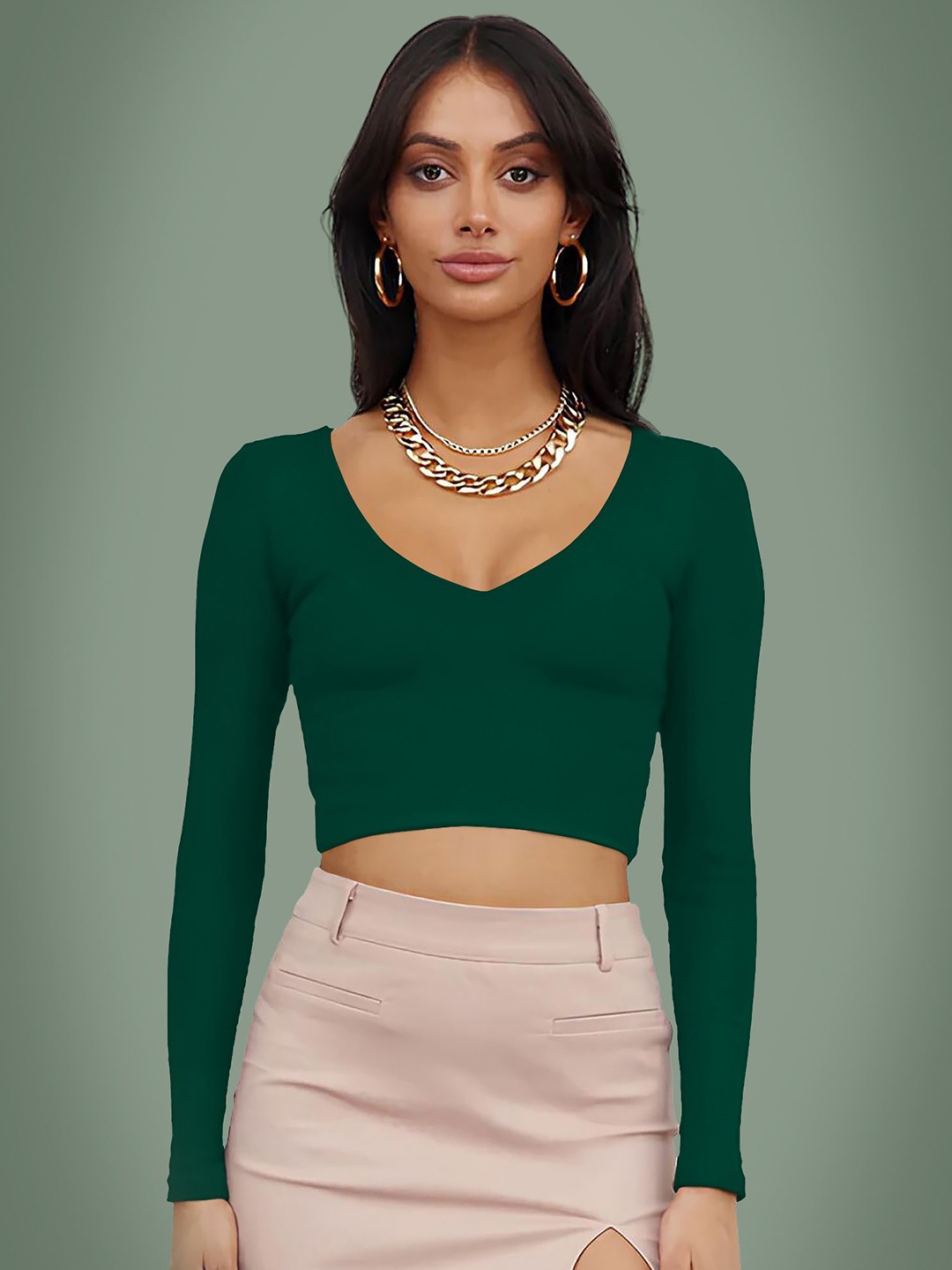 

Dream Beauty Fashion Women Fitted Crop Top, Green