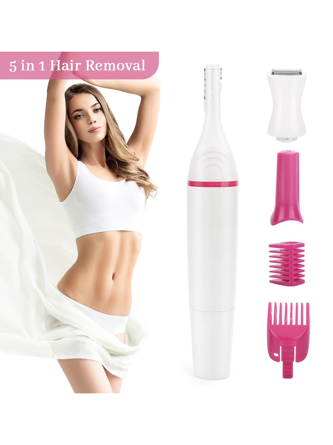 

TRENDZIE SKIN CARE Multifunction 5 In 1 Women Hair Removal Electric Shaving Machine, White