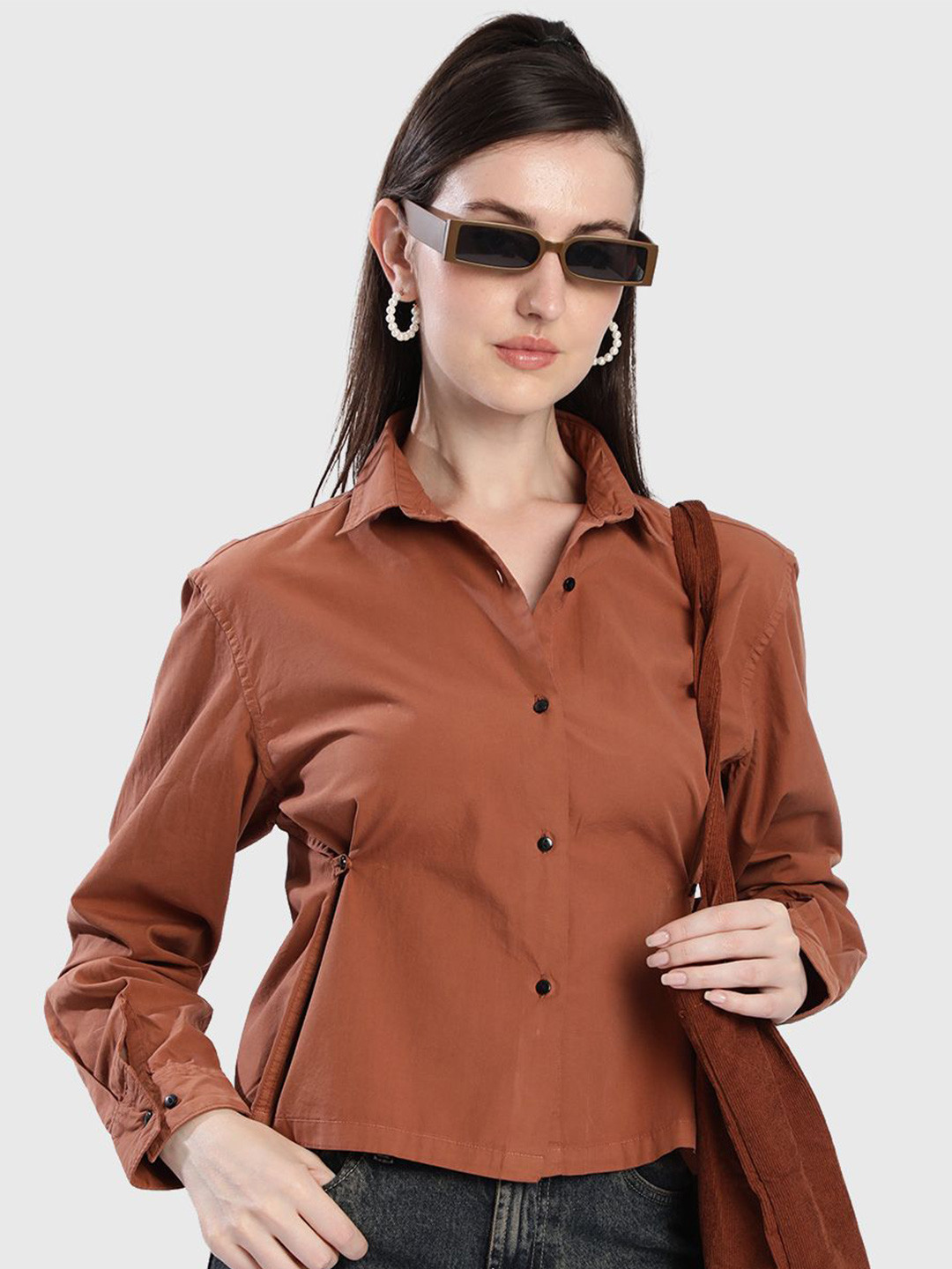 

Bene Kleed Women Cotton Shirt Style Top, Brown