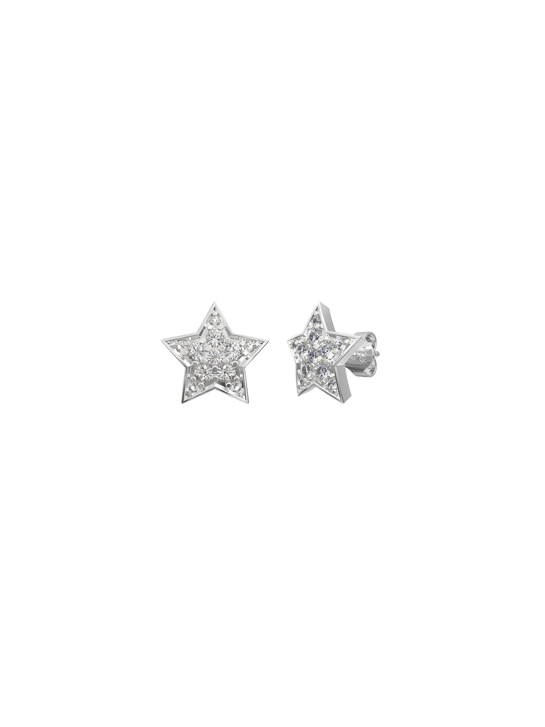 

ANAYRA Sterling Silver-Plated Artificial Stones Studded Star Shaped Studs