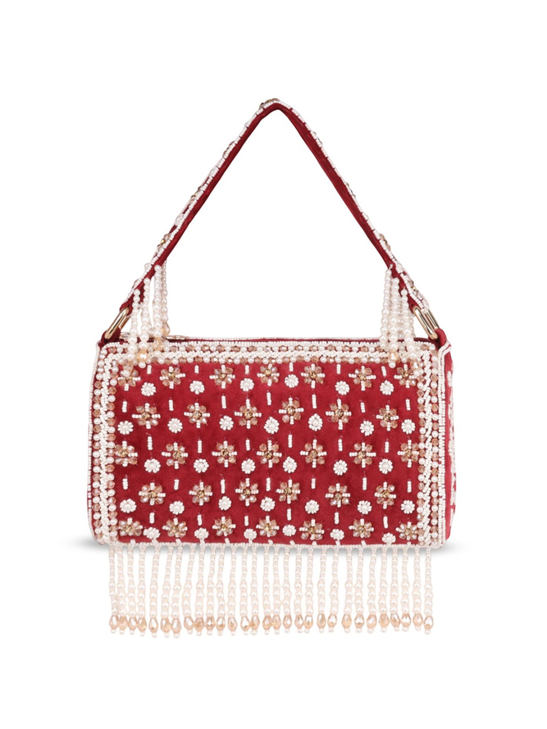 

Nicoberry Women Embellished Bowling Handheld Bag, Red