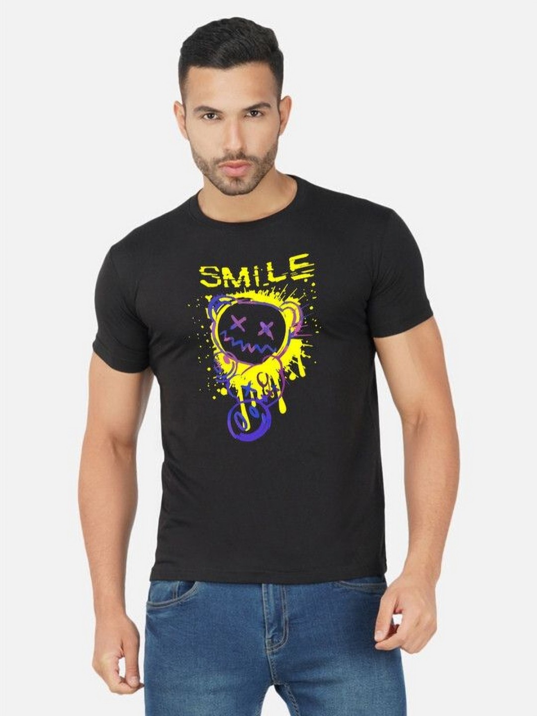 

Moda Rapido Men Bio Finish Graphic Printed Round Neck Cotton T-shirt, Black