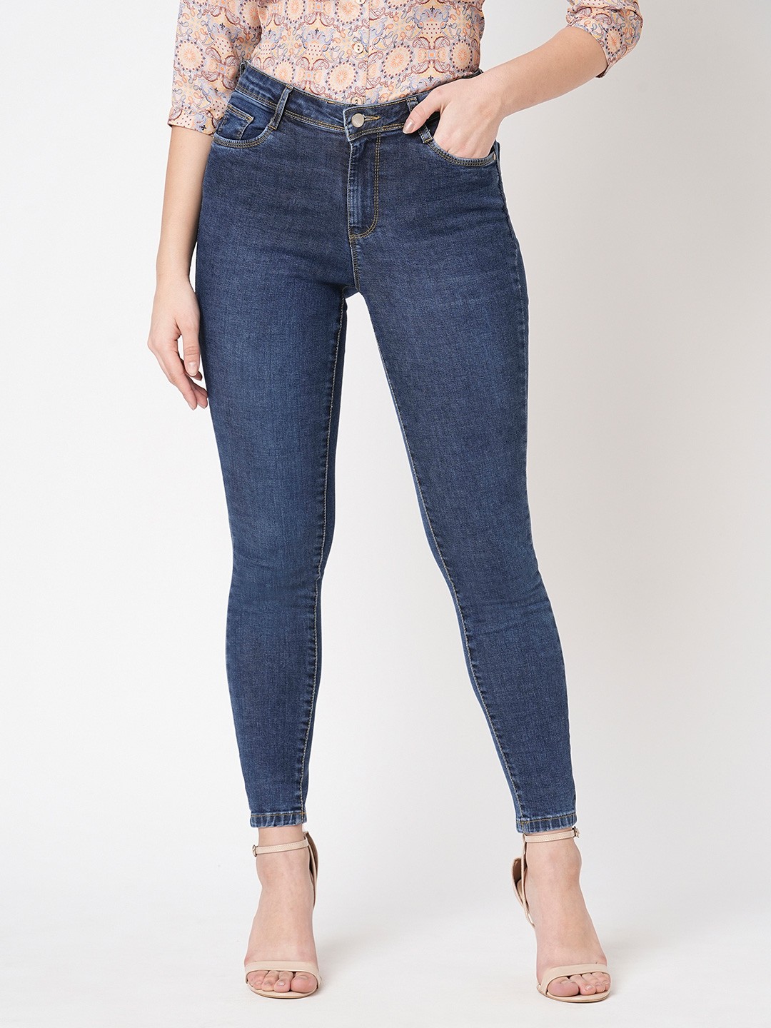 

Kraus Jeans Women Skinny Fit High-Rise Light Fade Jeans, Blue