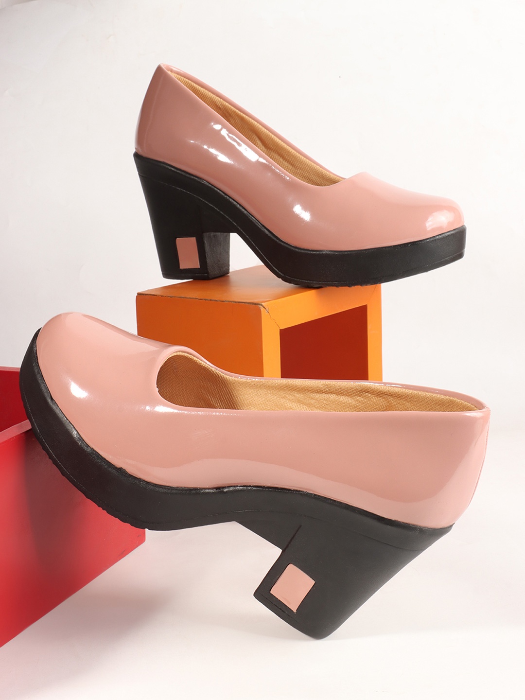 

Try Me Women Block Pumps, Peach