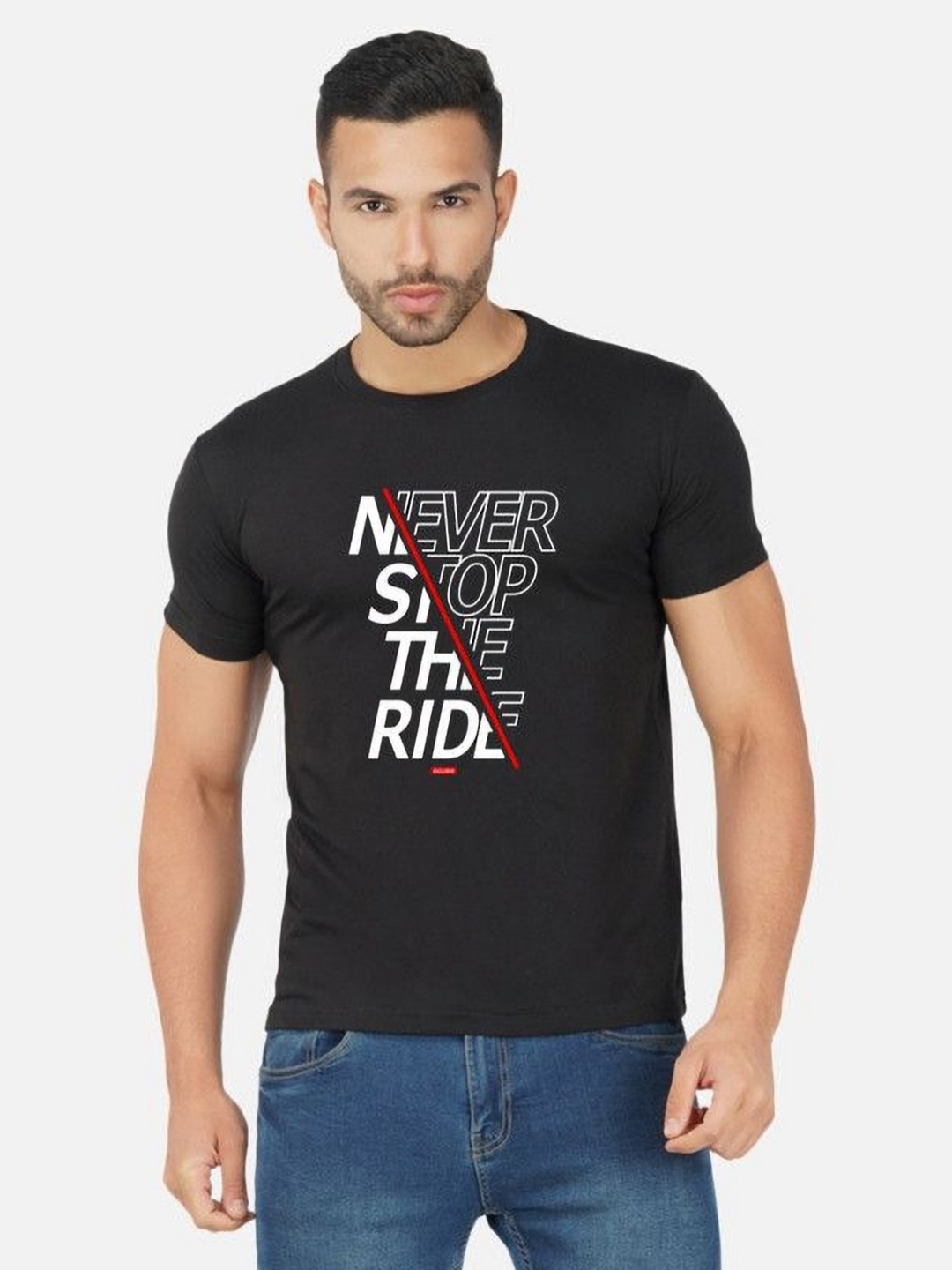 

Moda Rapido Men Bio Finish Typography Printed Round Neck Cotton T-shirt, Black