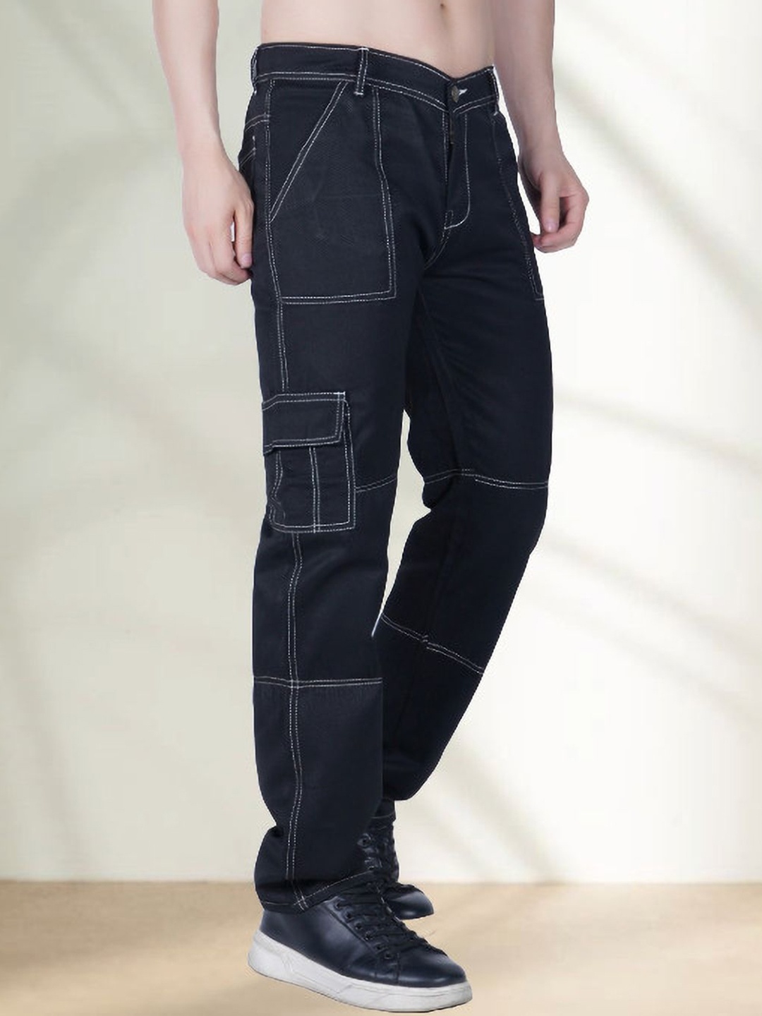 

LINARIA Men Cotton Regular Fit Jeans, Black