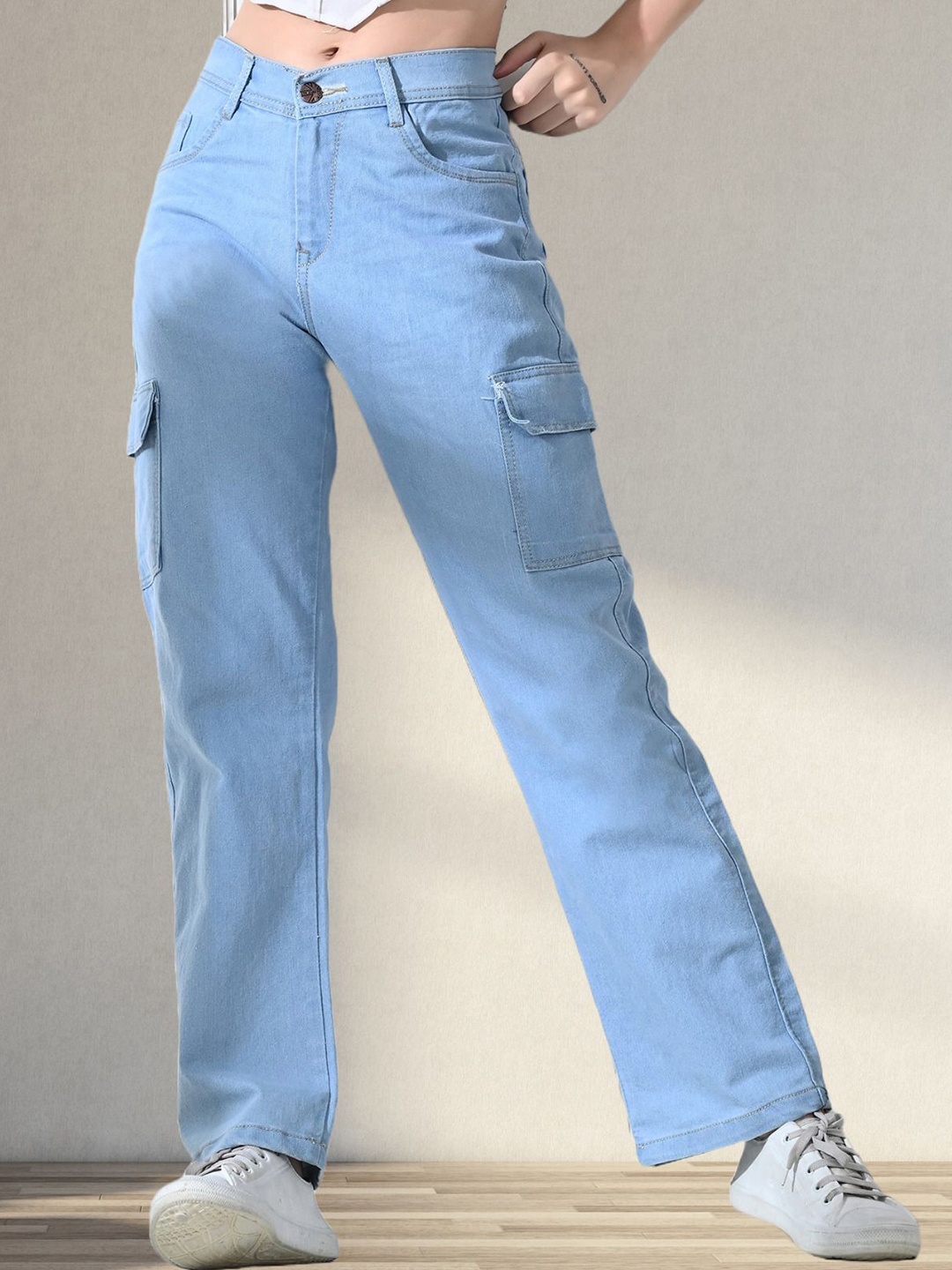 

LINARIA Women Cotton Mid-Rise Jogger Jeans, Blue