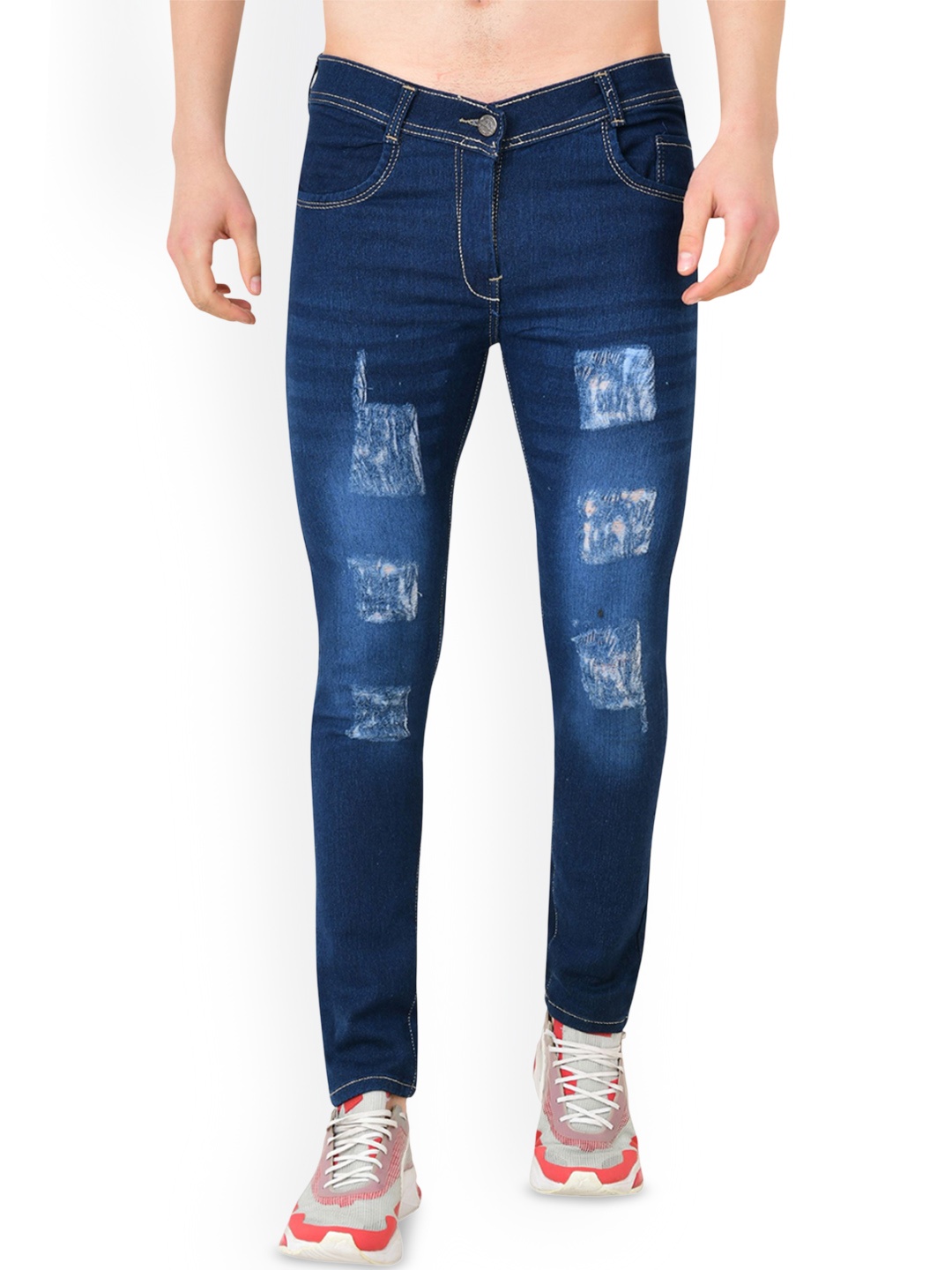 

LINARIA Men Classic Slim Fit Mildly Distressed Light Fade Jeans, Blue