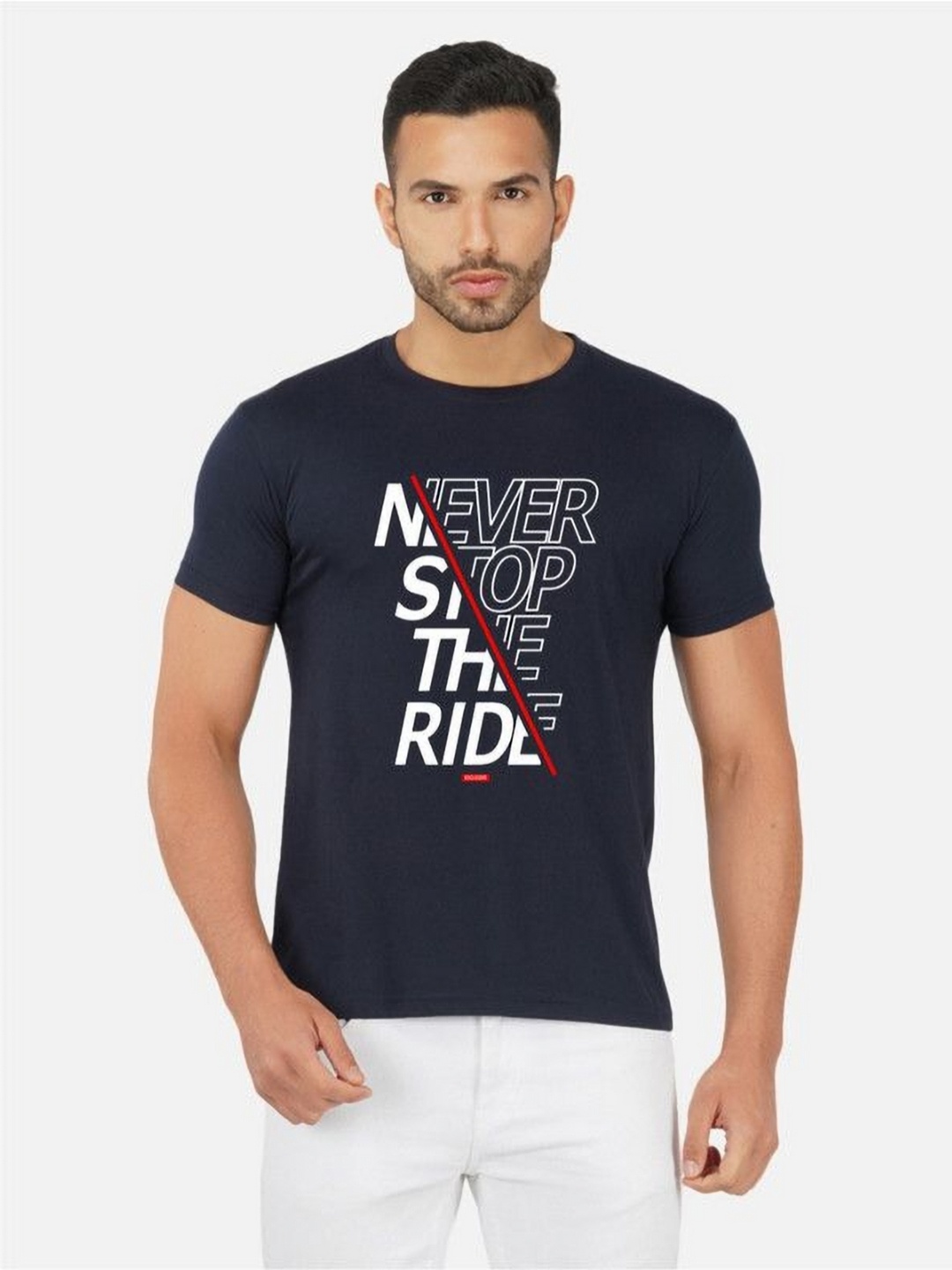 

Moda Rapido Men Bio Finish Typography Printed Round Neck Cotton T-shirt, Navy blue