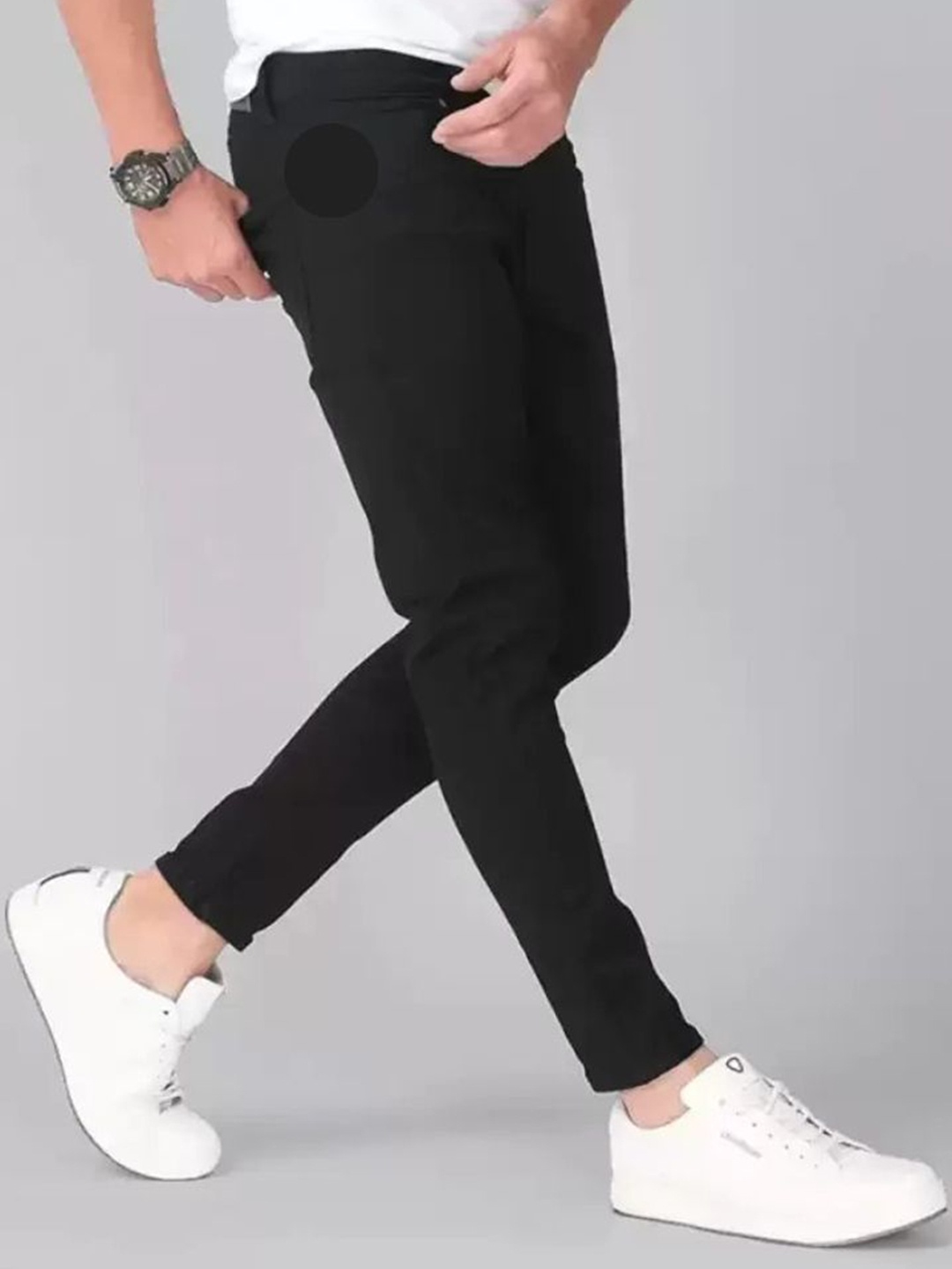 

LINARIA Men Classic Tapered Fit Clean Look Stretchable Jeans, Black