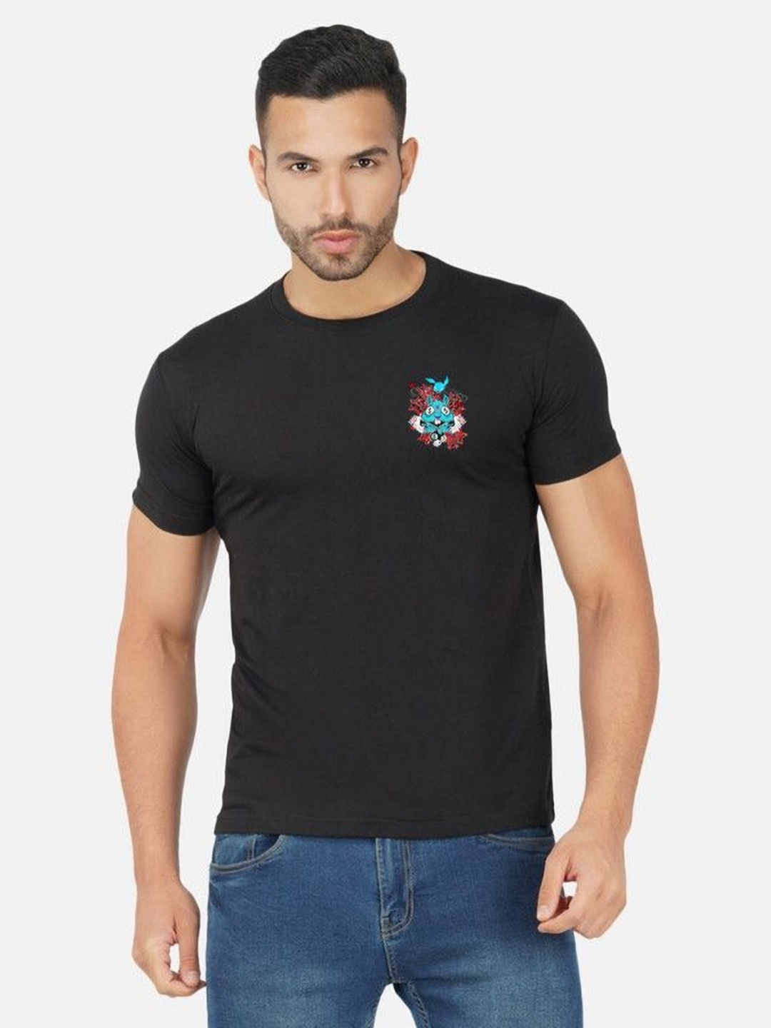 

Moda Rapido Men Bio Finish Graphic Printed Round Neck Cotton T-shirt, Black