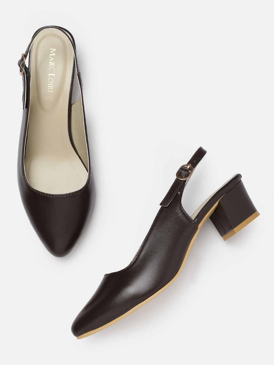 

Marc Loire Women Solid PU Work Block Pumps, Brown