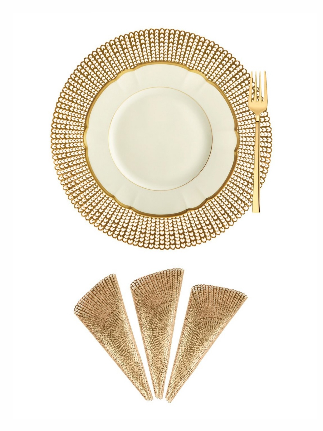 

Aura Copper-Toned 4 Pieces Textured Round Table Placemats
