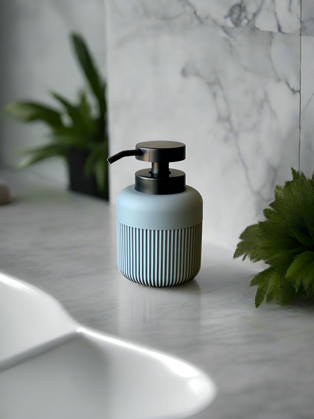 

Mason Home Chaton Grey & Black Striped Soap Dispenser