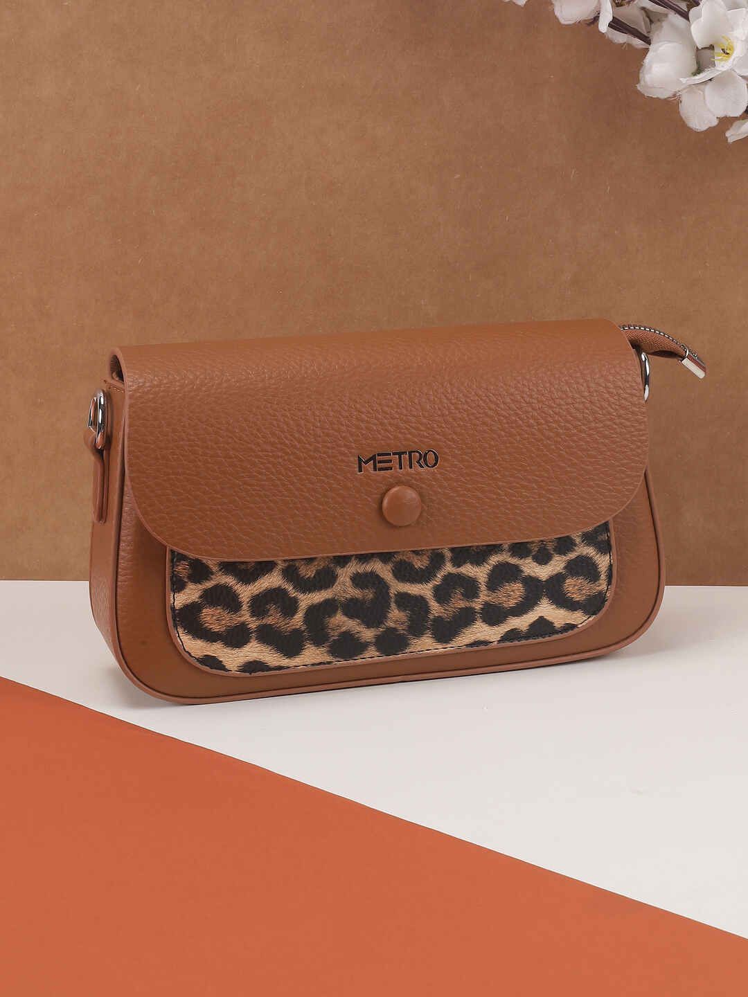 

Metro Women Textured Structured Shoulder Bag, Brown