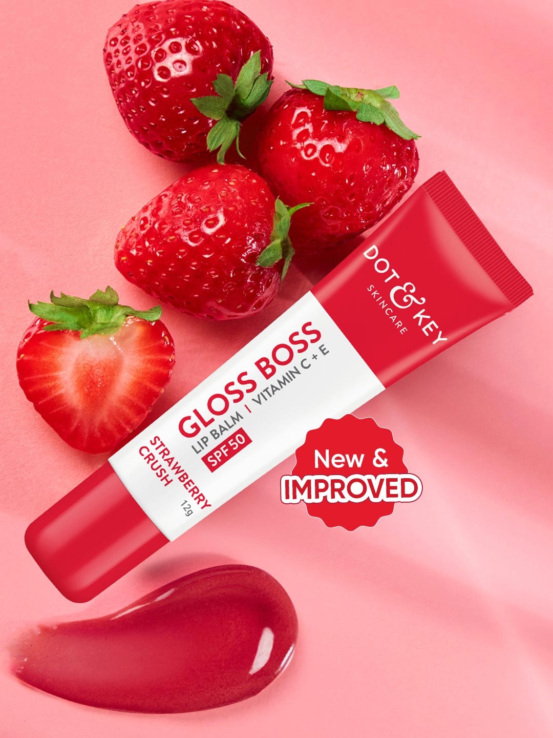 

DOT & KEY Gloss Boss Vitamin C+E Tinted Lip Balm with SPF 50 12 g - Strawberry Crush, Pink