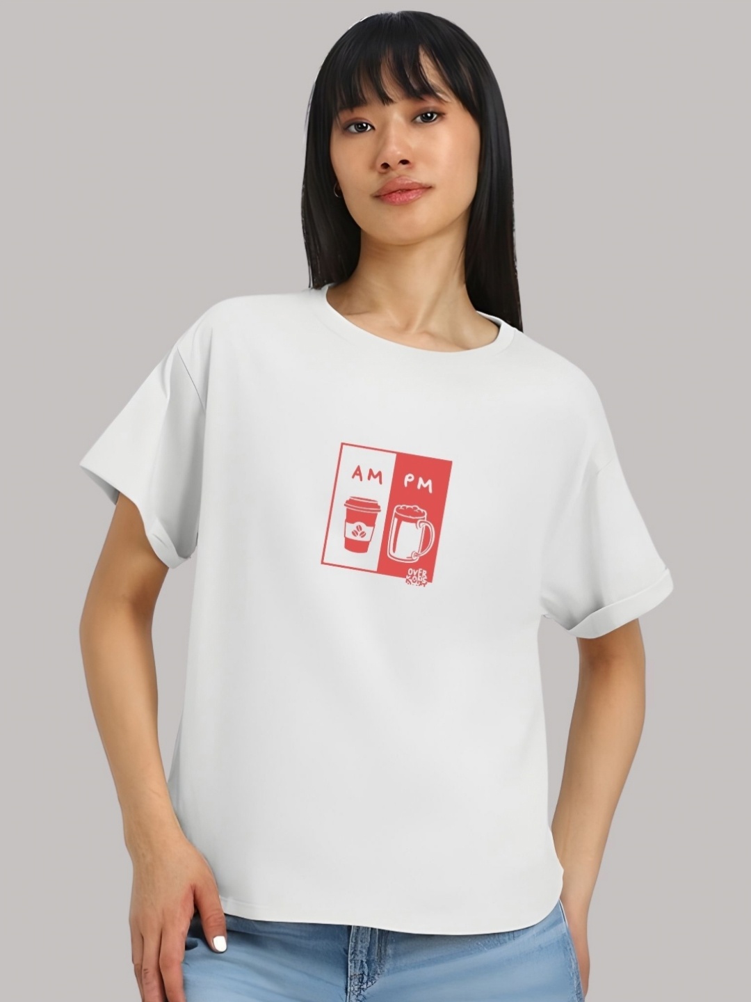 

SZN Women Graphic Printed Round Neck Cotton T-shirt, White