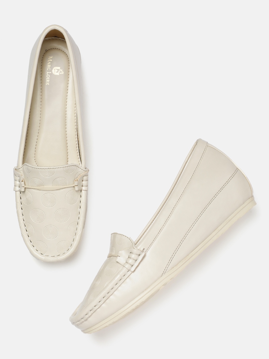 

Marc Loire Women Textured Horsebit Loafers, Cream