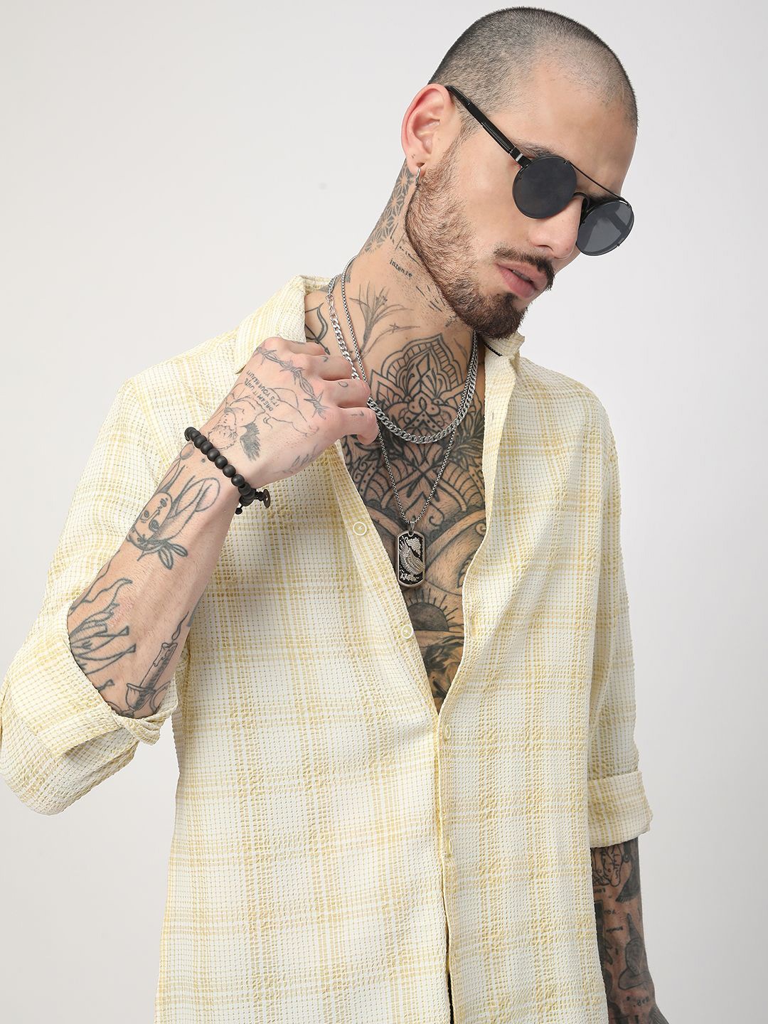 

VASTRADO Men Classic Relaxed Fit Spread Collar Tartan Checked Casual Shirt, Yellow