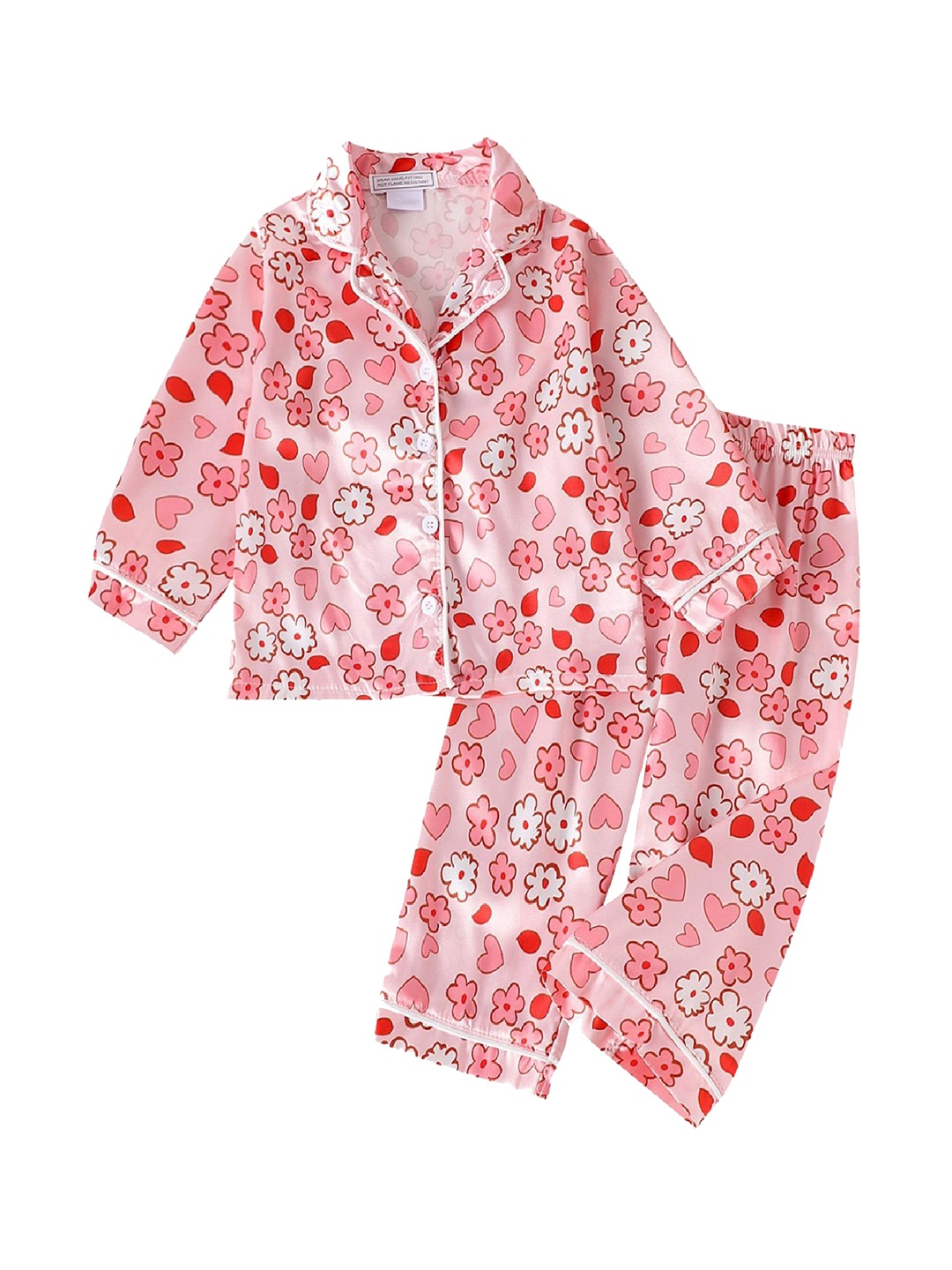 

Xsole Girls Floral Printed Shirt With Trousers, Pink