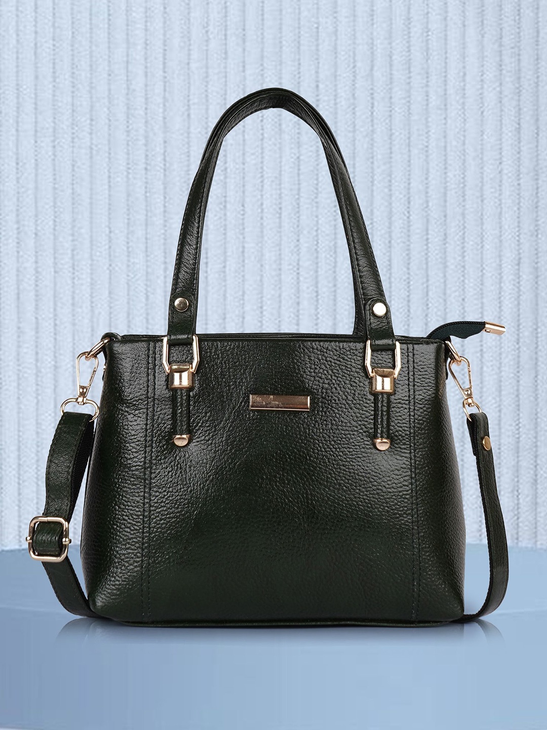 

SPOTIC Women Textured Structured Leather Shoulder Bag, Green