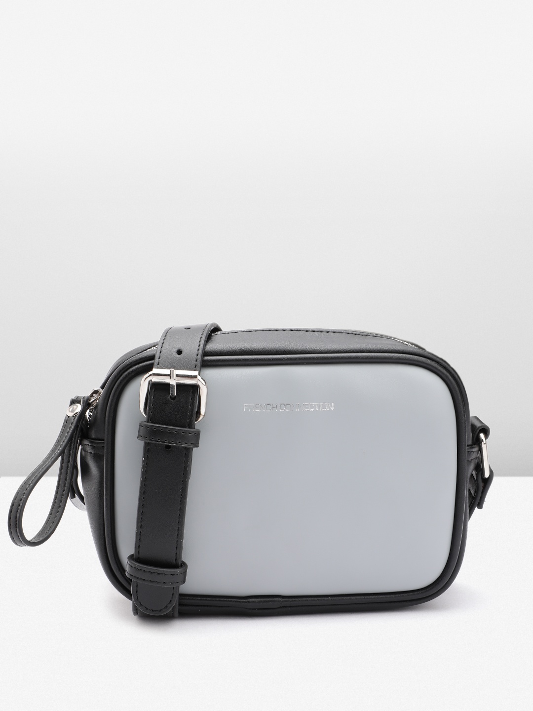 

French Connection Colourblocked PU Sling Bag, Blue