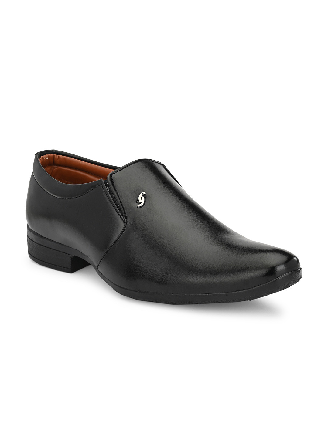 

LEEPEETER Men Round Toe Formal Slip-On Shoes, Black