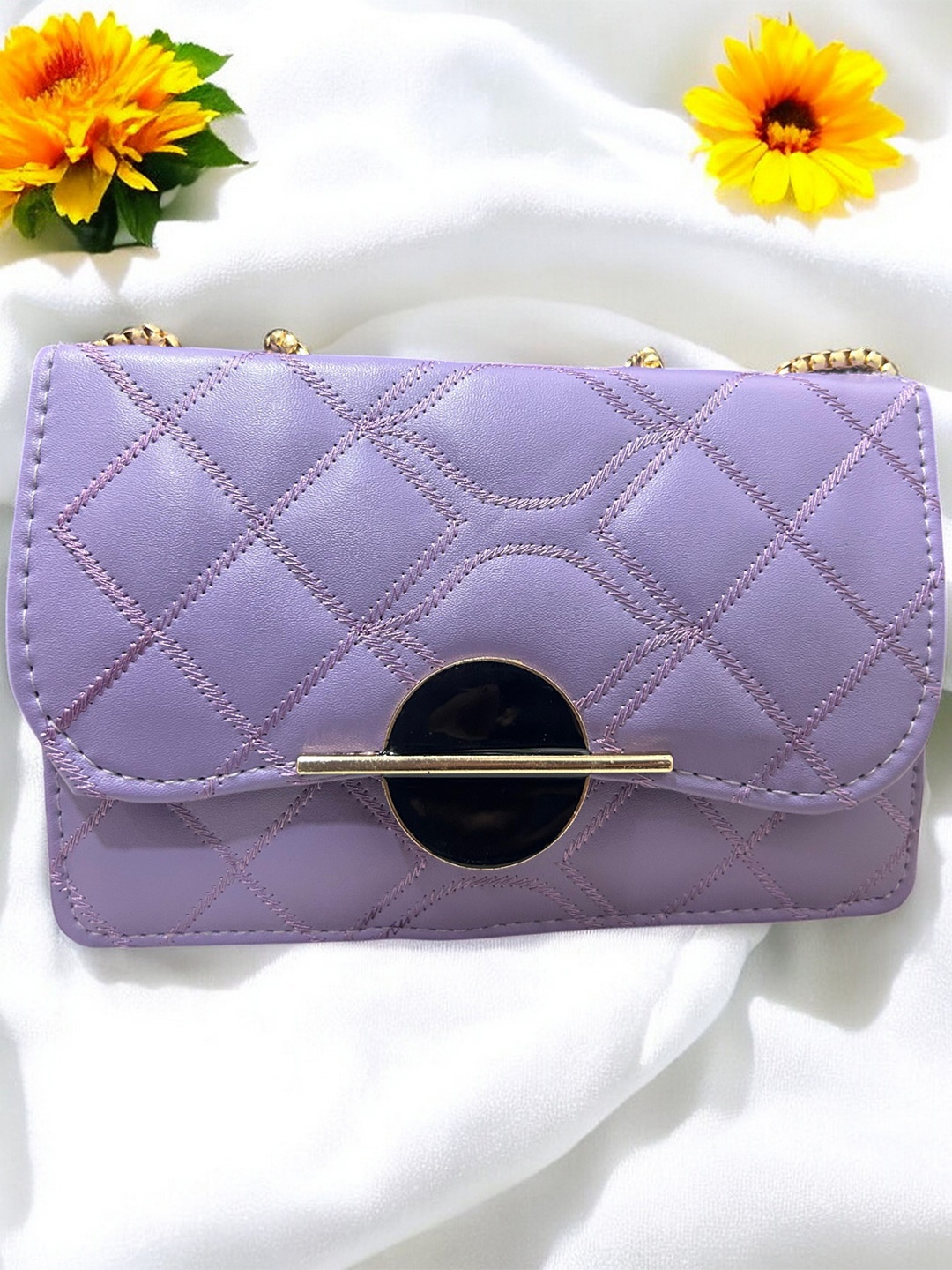 

CLARIS JAMES Geometric PU Sling Bag, Lavender