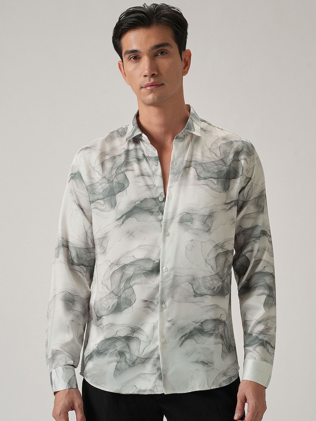

Banana Club Men Classic Slim Fit Abstract Printed Casual Shirt, Grey