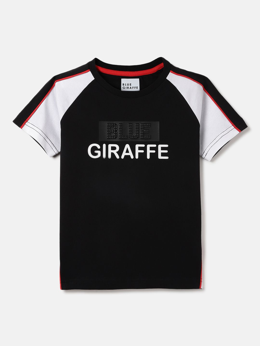 

Blue Giraffe Boys Typography Printed Round Neck Regular Fit T-shirt, Black