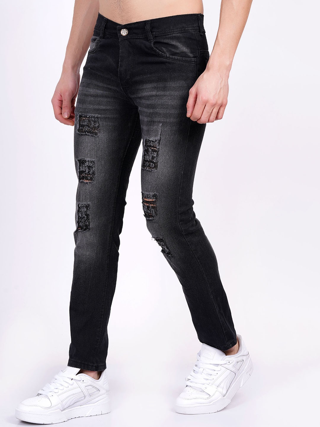

LINARIA Men Classic Tapered Fit Mid-Rise Jeans, Grey