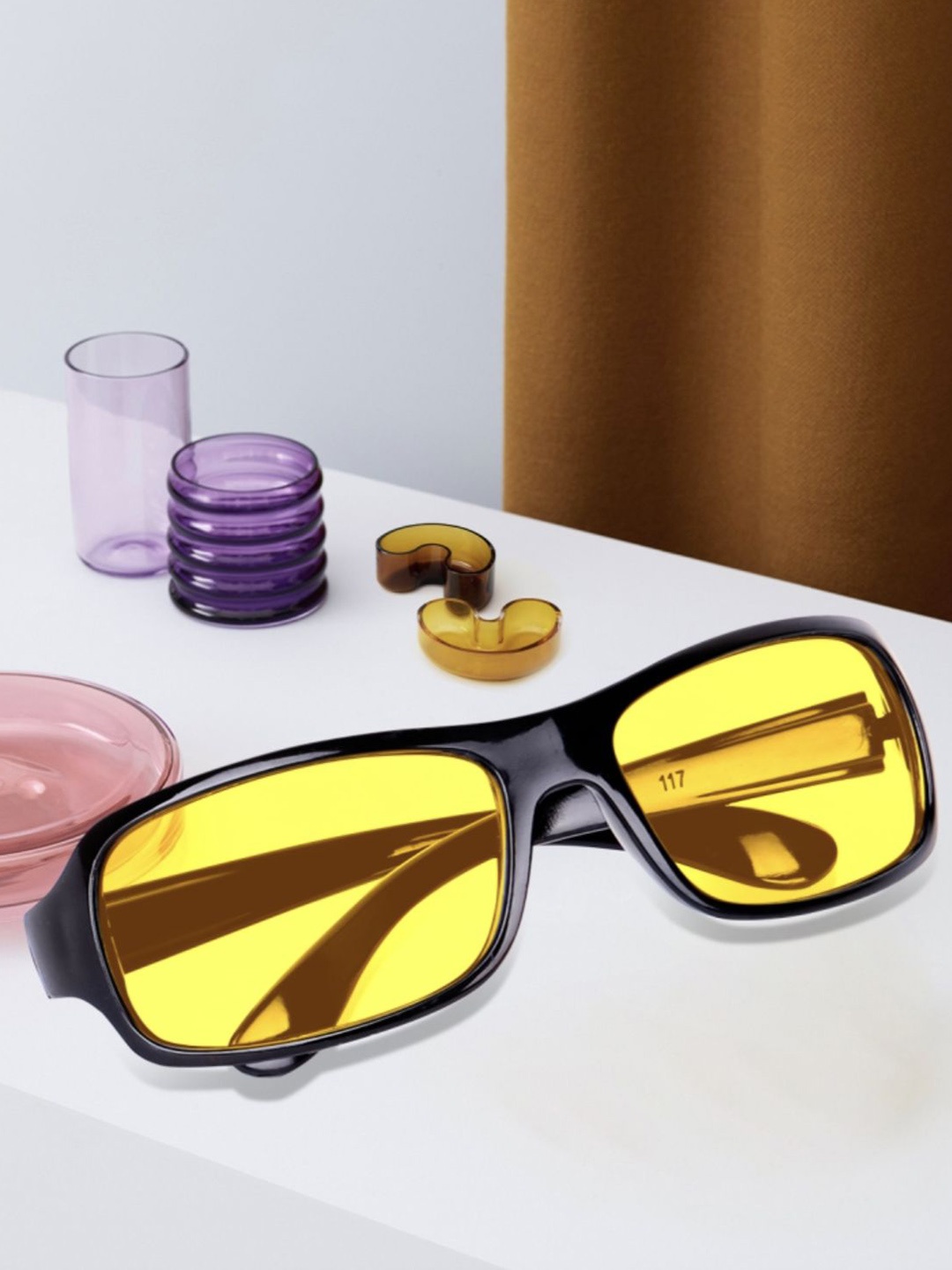 

FUNGLASSES Unisex Other Sunglasses with UV Protected Lens, Yellow