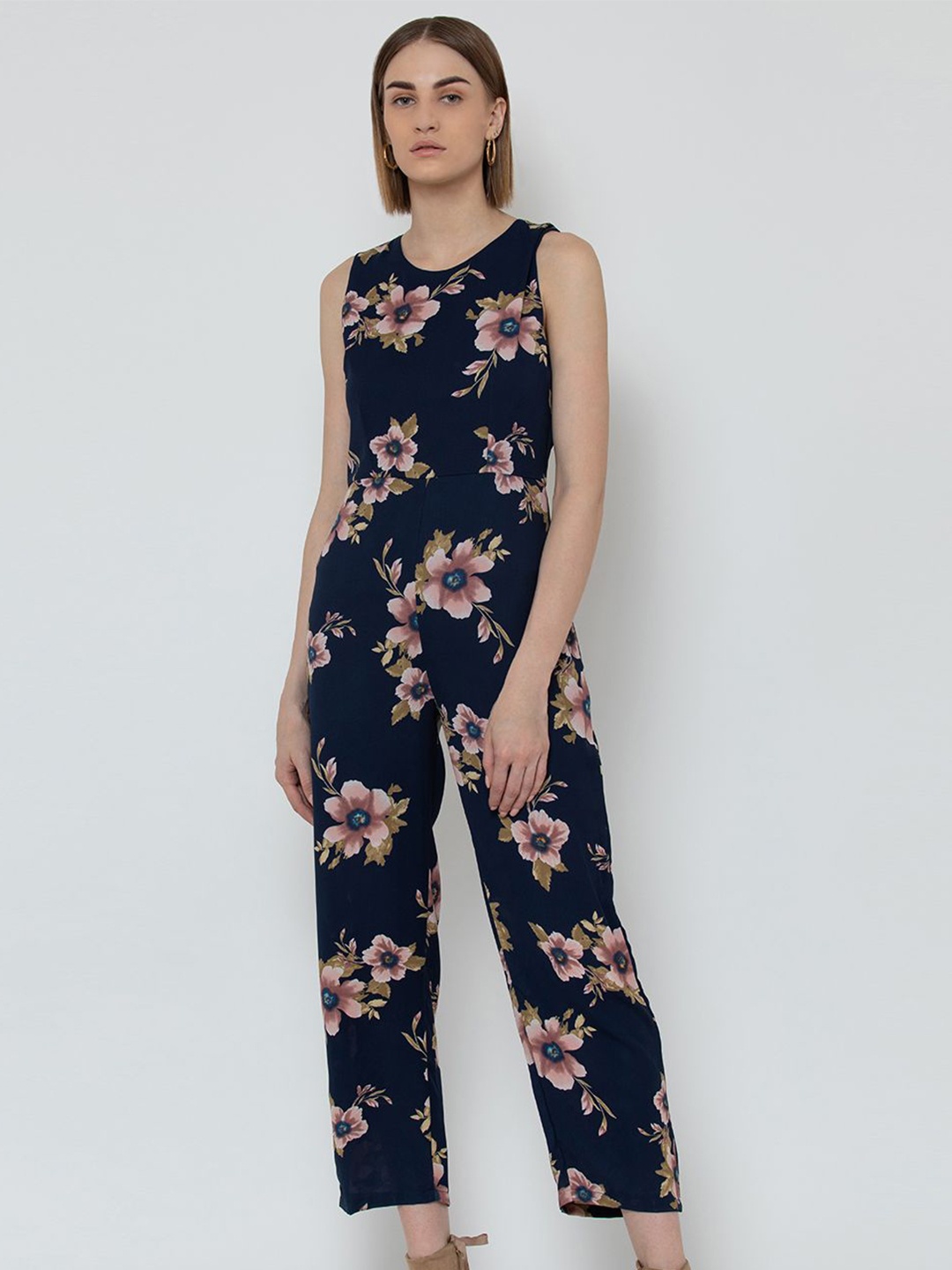 

DODO & MOA Women Printed Basic Jumpsuit, Blue