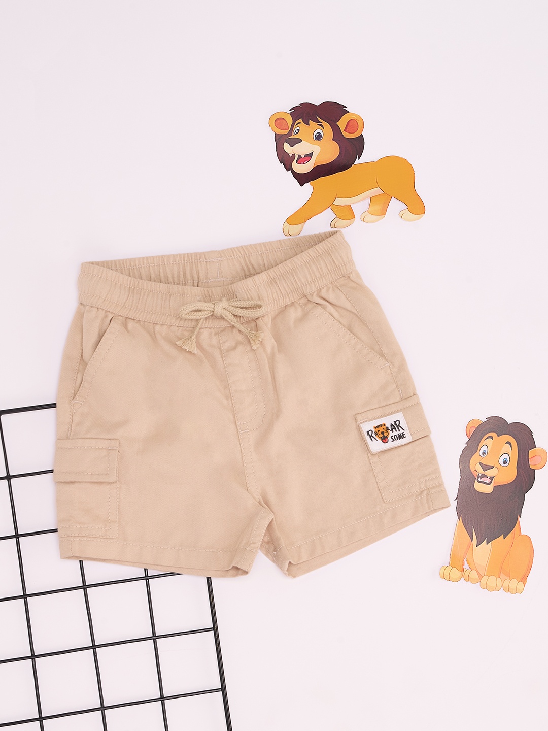 

Pantaloons Baby Boys Regular Fit Mid-Rise Cotton Cargo Shorts, Beige