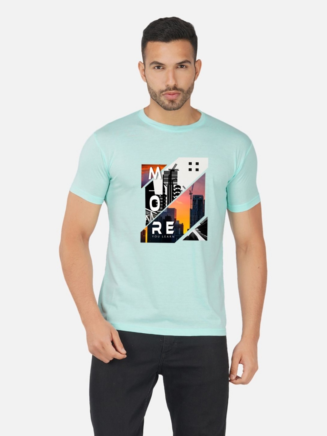 

Moda Rapido Men Bio Finish Graphic Printed Round Neck Cotton T-shirt, Sea green