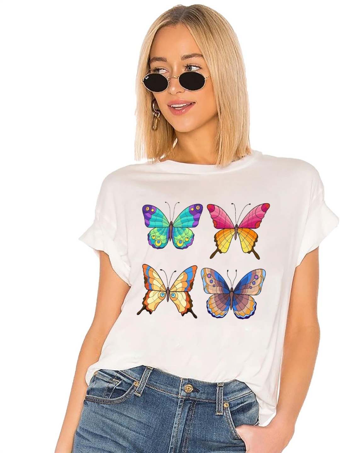 

VLAM Women Graphic Printed Round Neck T-shirt, White