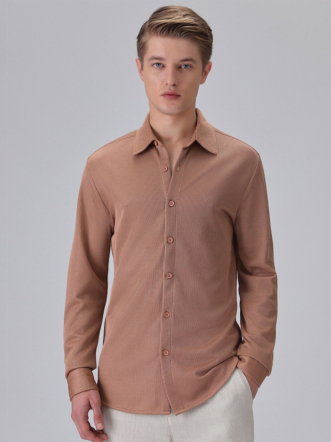 

Banana Club Men Classic Slim Fit Opaque Casual Shirt, Brown