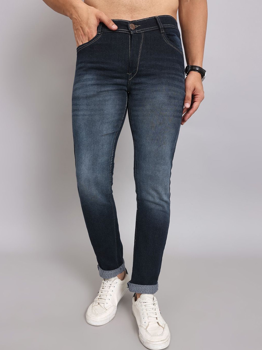

LINARIA Men Classic Mid-Rise Slim Fit Light Fade Jeans, Blue