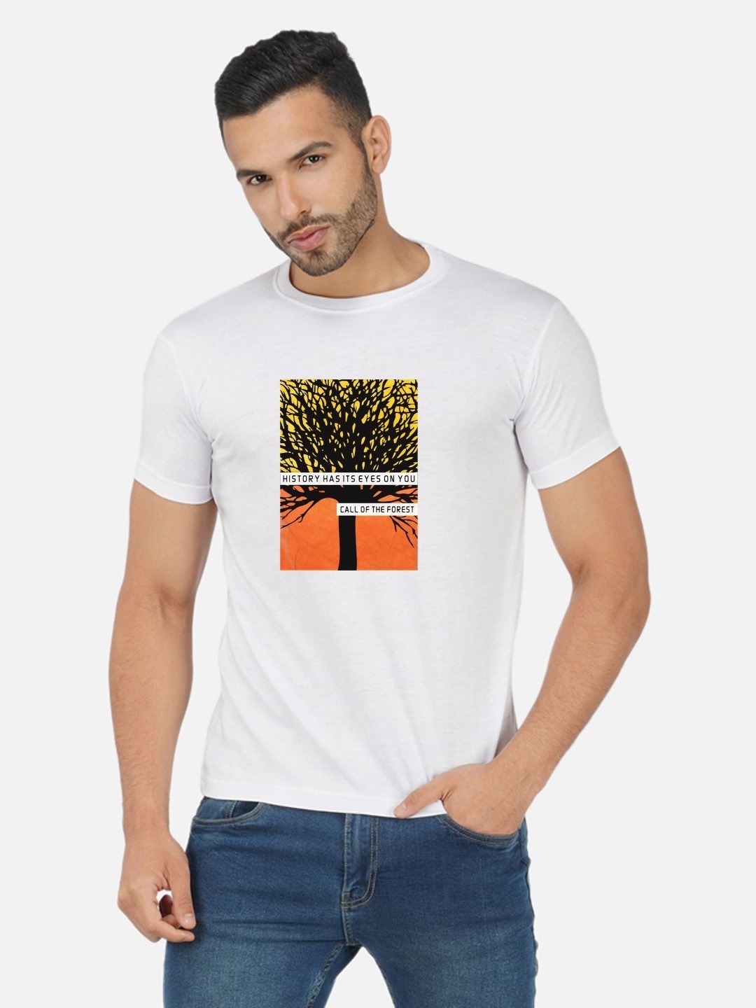 

Moda Rapido Men Bio Finish Graphic Printed Round Neck Cotton T-shirt, White