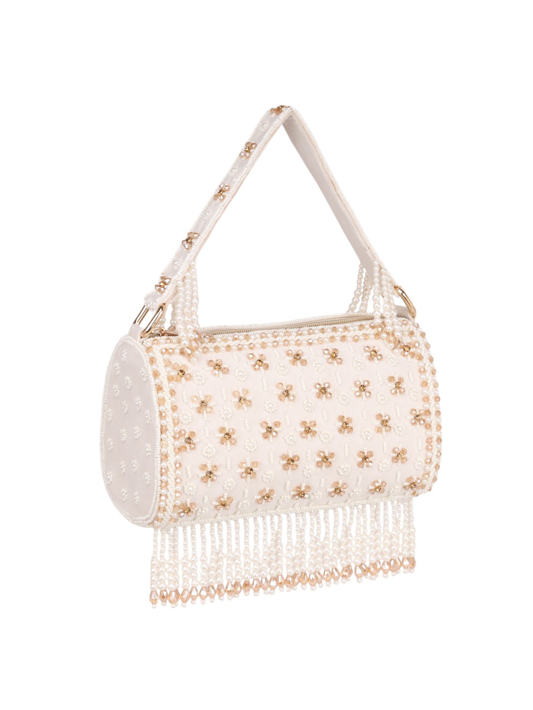 

Nicoberry Women Embellished Structured Handheld Bag, Cream