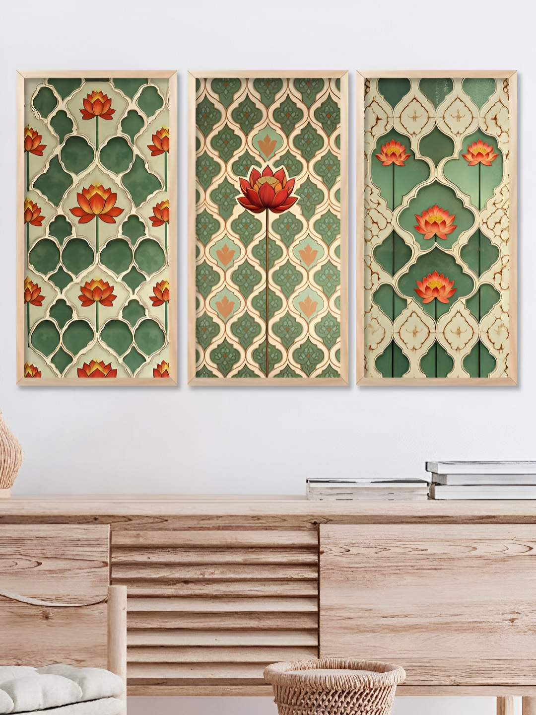 

Kotart Brown & Green 3 Pieces Floral and Botanical Wooden Wall Paintings