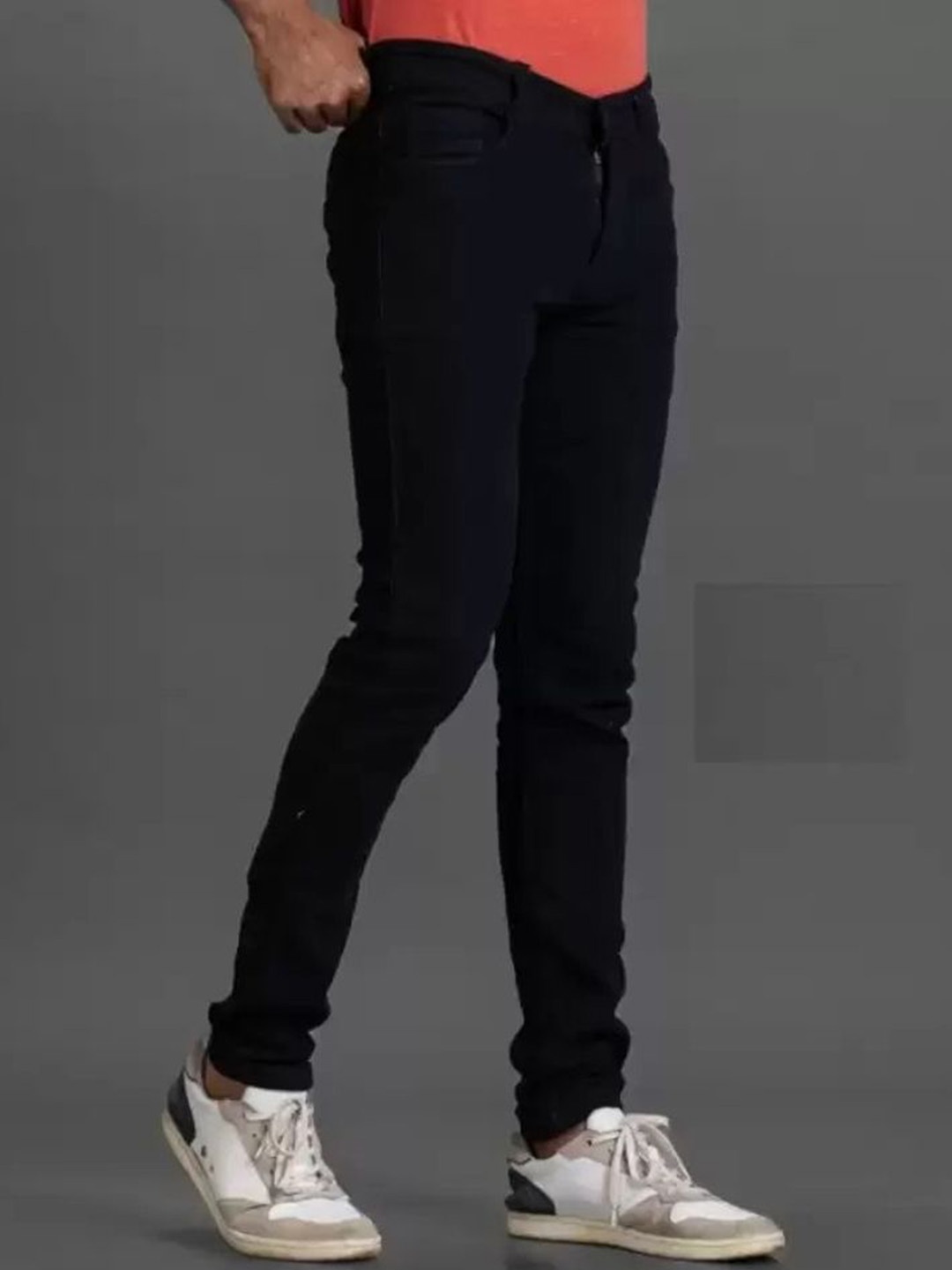 

LINARIA Men Classic Regular Fit Mid-Rise Stretchable Jeans, Black