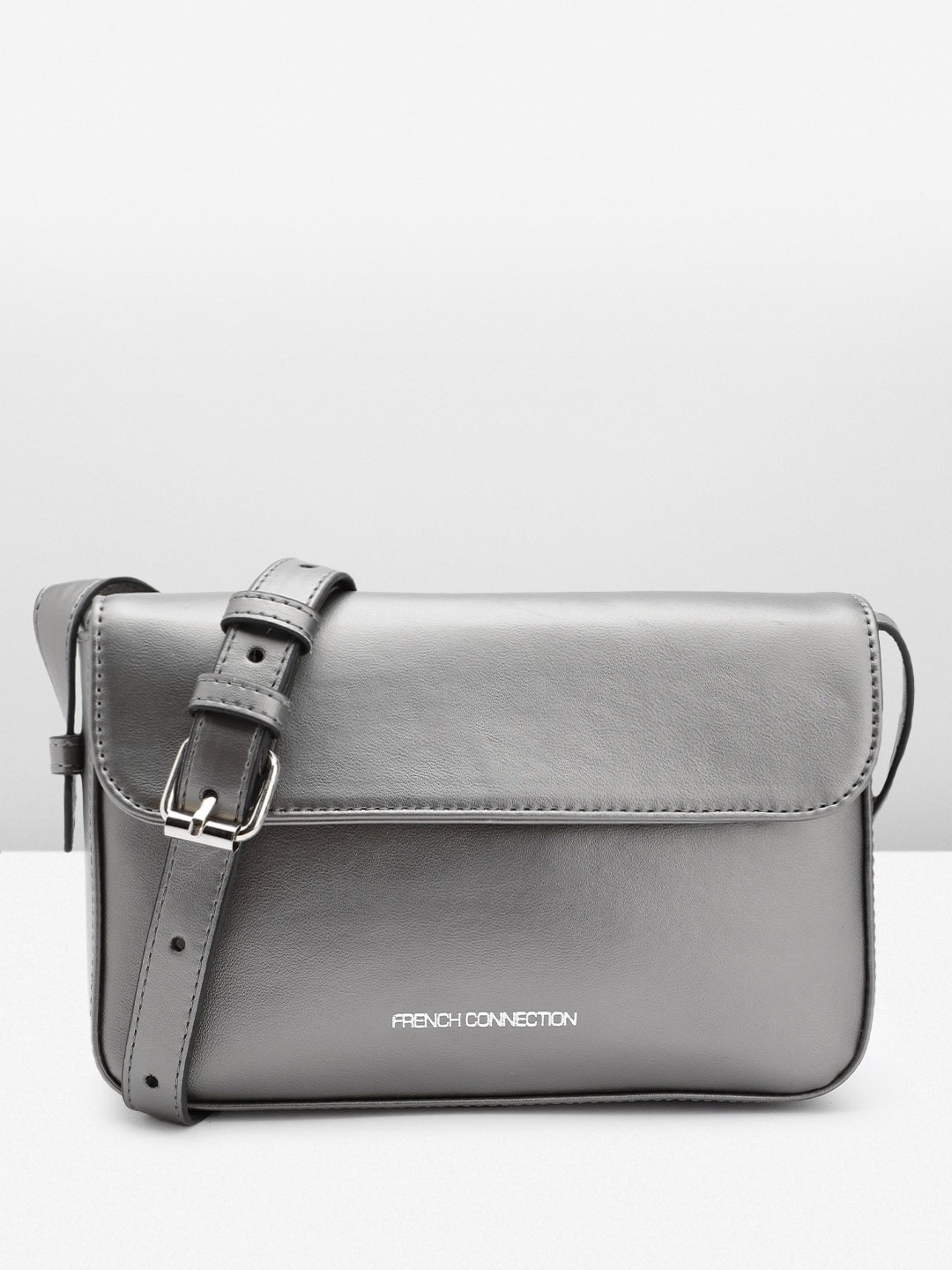 

French Connection PU Sling Bag, Silver