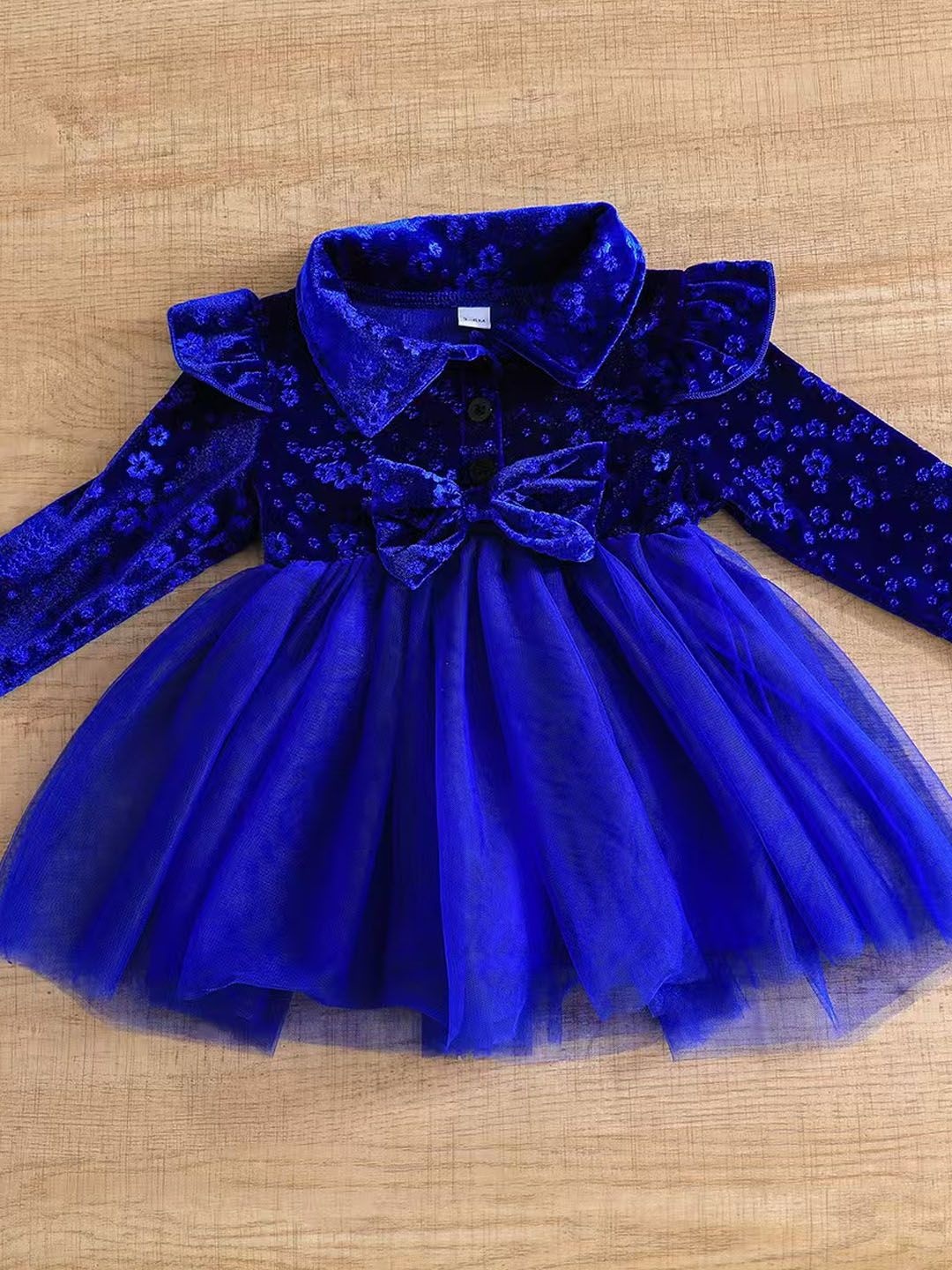 

Xsole Girls Shirt Collar Fit & Flare Dress, Blue
