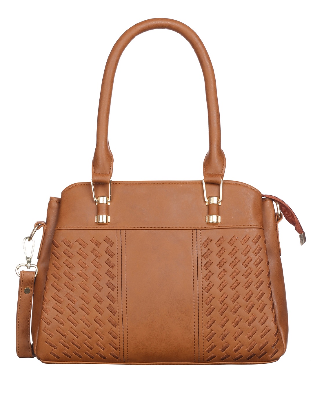 

Naples Women Textured Structured Handheld Bag, Tan