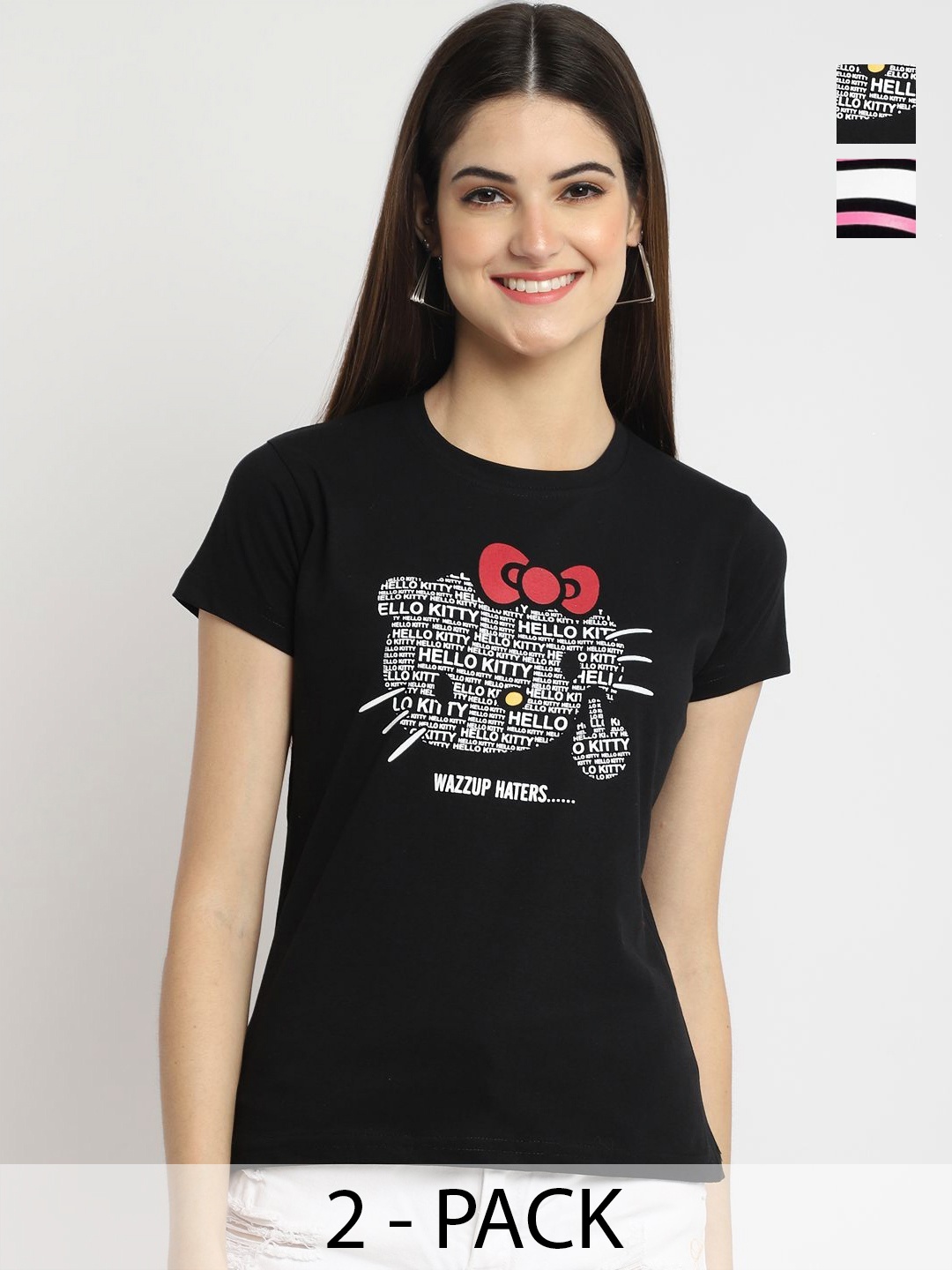 

Tromko Women Typography Printed Round Neck Cotton Regular Fit T-shirt, Black