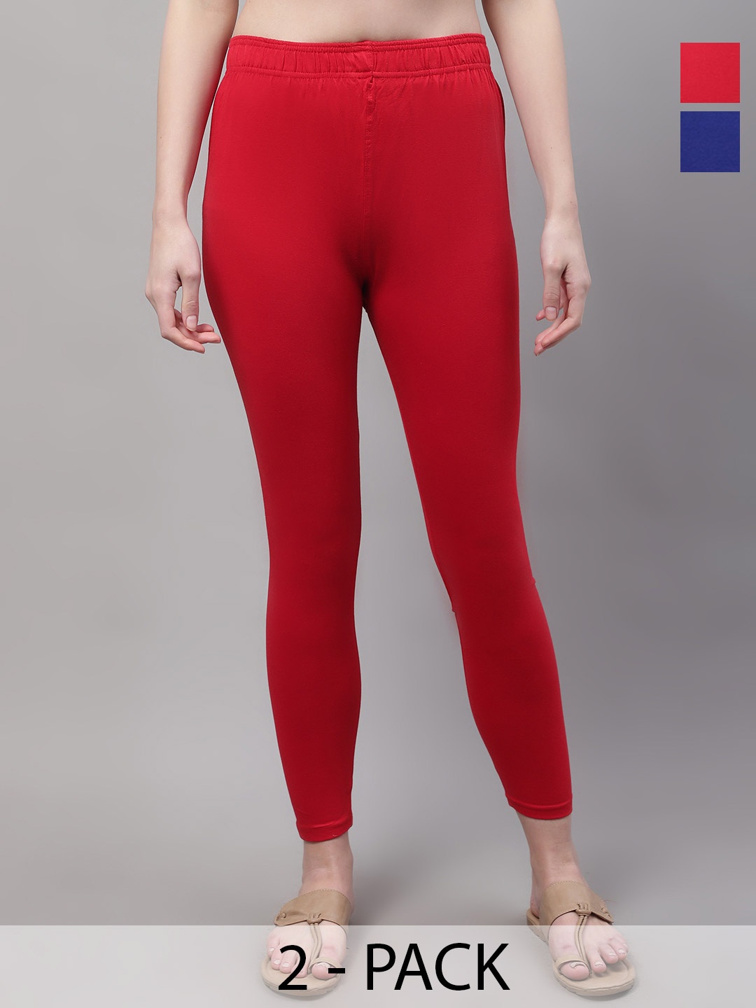 

Valles365 by S.C. Women Pack Of 2 Cotton Ankle Length Leggings, Red