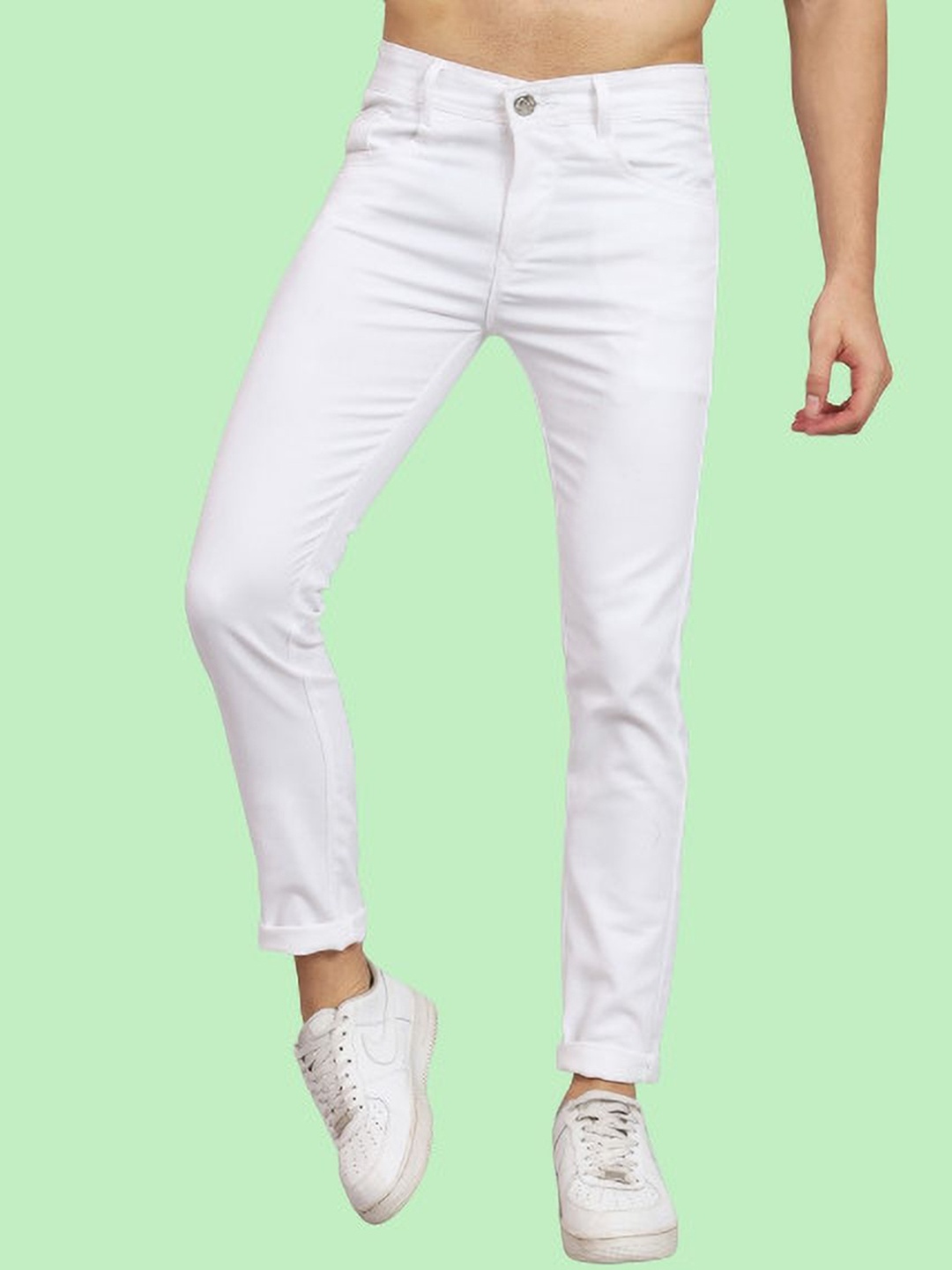 

LINARIA Men Classic Slim Fit Mid-Rise Coloured Jeans, White